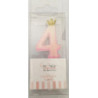 Vela rosa Glitter com coroa n. 4