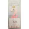 Vela rosa Glitter com coroa n. 2
