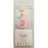 Vela rosa Glitter com coroa n. 3