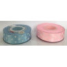 Fita cetim rosa - azul bolas brancas 2,5cm x 25y