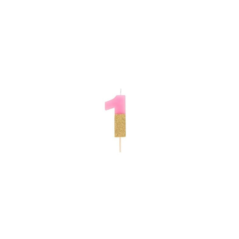 Vela rosa e ouro 7 cm n. 1