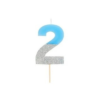 Vela azul e prata 7 cm n. 2