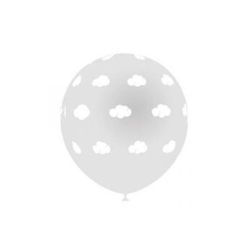 5 balões de latex transparentes nuvens brancas