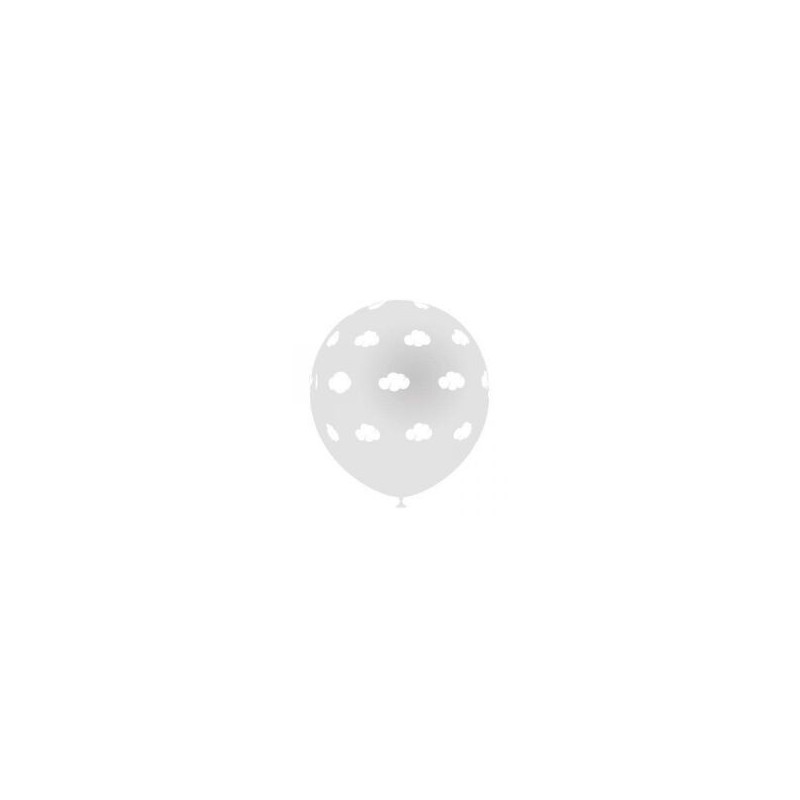 5 balões de latex transparentes nuvens brancas