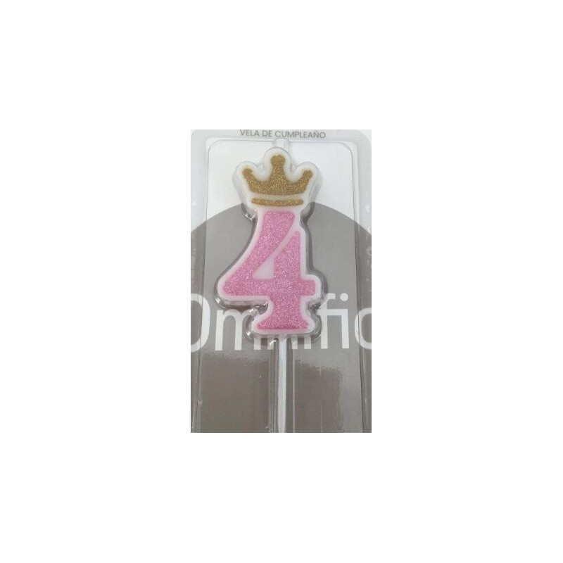 vela de aniversário rosa coroa ouro 6cm Nº 4