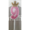 vela de aniversário rosa coroa ouro 6cm Nº 9