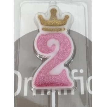 vela de aniversário rosa coroa ouro 6cm Nº 2