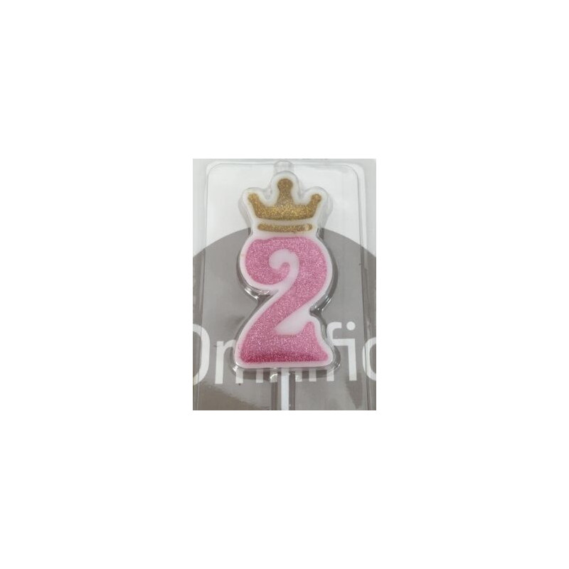 vela de aniversário rosa coroa ouro 6cm Nº 2