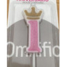 vela de aniversário rosa coroa ouro 6cm Nº 1