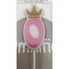 vela de aniversário rosa coroa ouro 6cm Nº 0