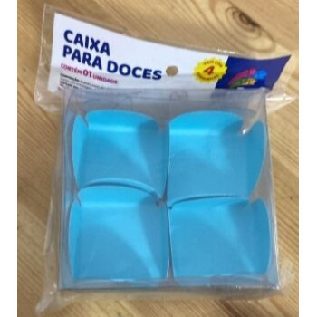 Caixa para 4 brigadeiros com base azul