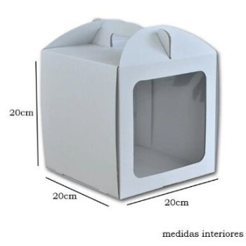 Caixa para bolo com janela 20x20x20cm branca