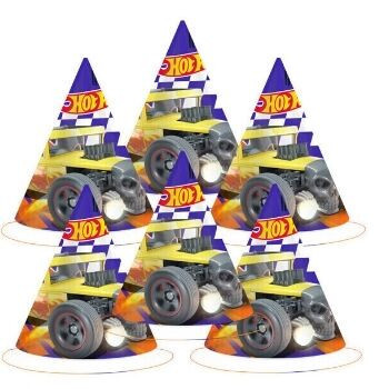 6 chapéus de festa Hot Wheels