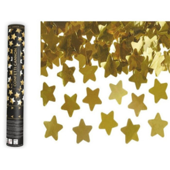 Canhão de Confetis 40cm Estrelas Douradas