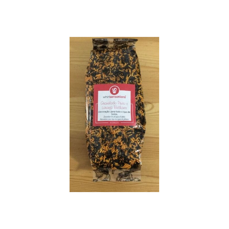 Granulado preto e laranja brilhante 250g