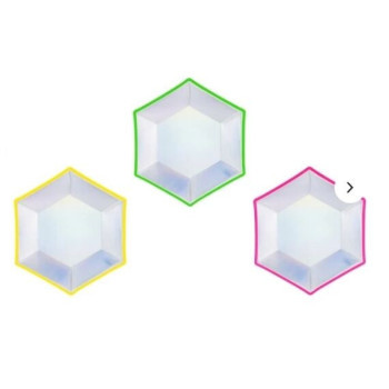 6 pratos losangulo Mix Holográficos
