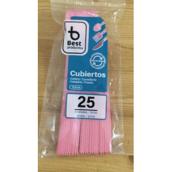 25 colheres de sobremesa rosa claro