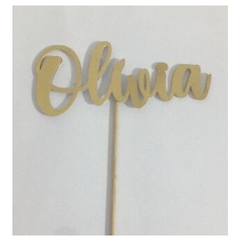 Topo de Bolo Olivia dourado