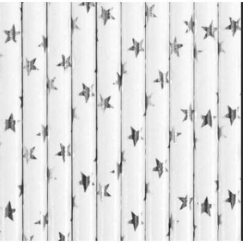 10 Palhinhas Estrelas Prateadas