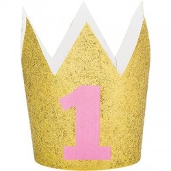Mini coroa 1º aniversário rosa