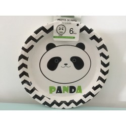 6 pratos Panda 23 cm