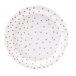 6 Plates Polka Dots, white,...