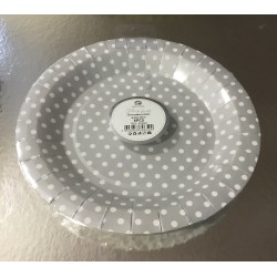 6 pratos 23 cm prata com bolas
