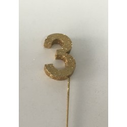Número 3 esferovite ouro 8cm