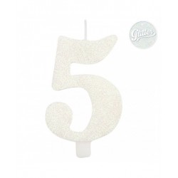 Vela Branca Glitter Nº 5