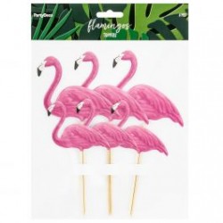 6 cake topper aloha flamingos