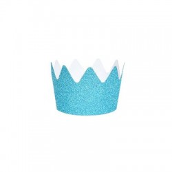 8 mini coroas Glitter Azul