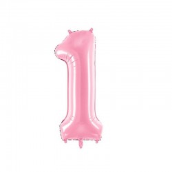 Balão Foil Nº 1 rosa 86 cm