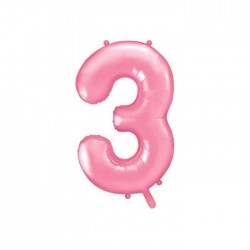 Balão Foil Nº 3 rosa 86 cm